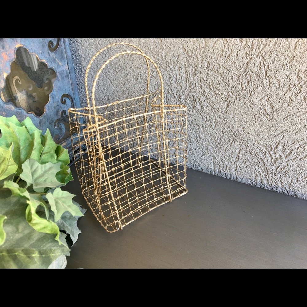 Gold Gift Bag, Metal Bag, Gold Tote Bag